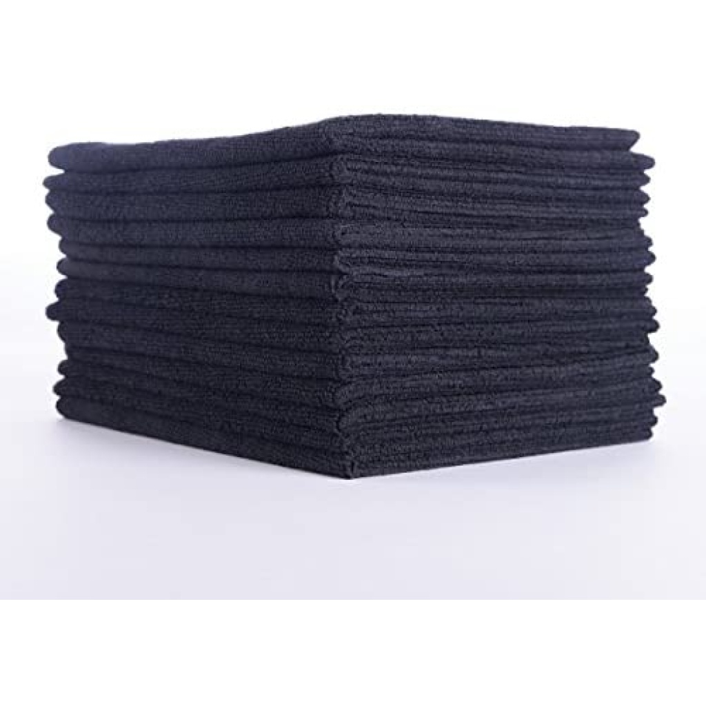 BULK MICROFIBER CLOTH 330GSM 25PACK BLACK KLEANKING