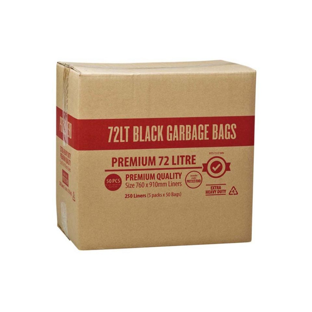 72L BLACK BIN LINER PREMIUM 50PCSX 5PACK CTN KLEANKING