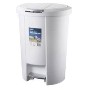 BIN PEDAL BIN WHITE PLASTIC 50L